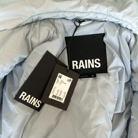 Rains NWT Overshirt Jacket Sky Blue XL Shacket Zip Front Long Sleeves 15520 $250